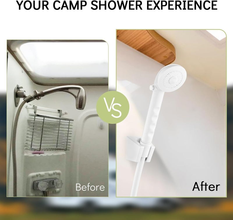 gcbcrit RV Shower Head with Hose, Outdoor Shower, Non-Metallic Outdoor RV Shower Kits Replacement, Camper Shower Head Kits with Hose Guide and Shower Wand Bracket Holder (White) - Image 5